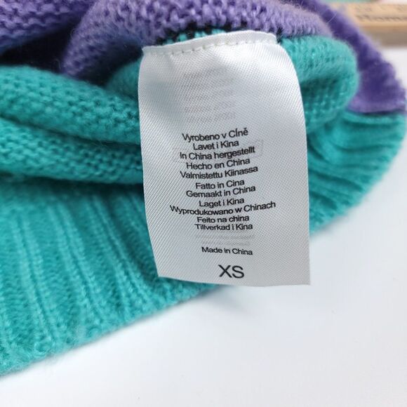 RAGGED PRIEST Dunce Colorblock Knit Sweater Oversized Lime Patchwork Womens XS - Picture 7 of 8